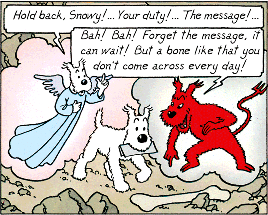 Tintin au Tibet - Milou ange ou démon